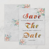 Elegante Perzik Koraal Bloemen Boeket Bruiloft Save The Date (Voorkant / Achterkant)