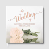 Elegante Perzik Licht Sinaasappel Roos Grote bruil Gastenboek (Voorkant)