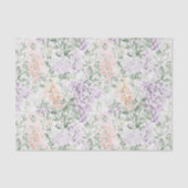 Elegante perzik lila lavendel bloemrijke bruidsdou tissuepapier (Voorkant)