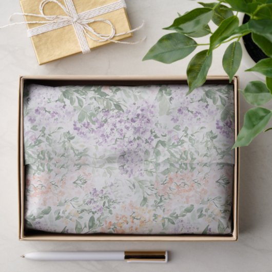 Elegante perzik lila lavendel bloemrijke bruidsdou tissuepapier (Geschenk)