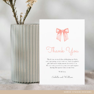 Elegante Perzik Lint Baby Shower Bedankkaart