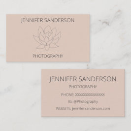 Elegante Perzik Lotus bloem minimalistische fotogr Visitekaartje