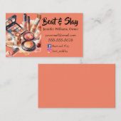 Elegante perzik make-up artiest visitekaartje (Voorkant / Achterkant)