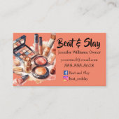 Elegante perzik make-up artiest visitekaartje (Voorkant)