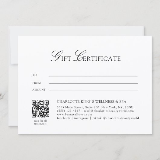 Elegante perzik marmer QR-code cadeaubon (Achterkant)