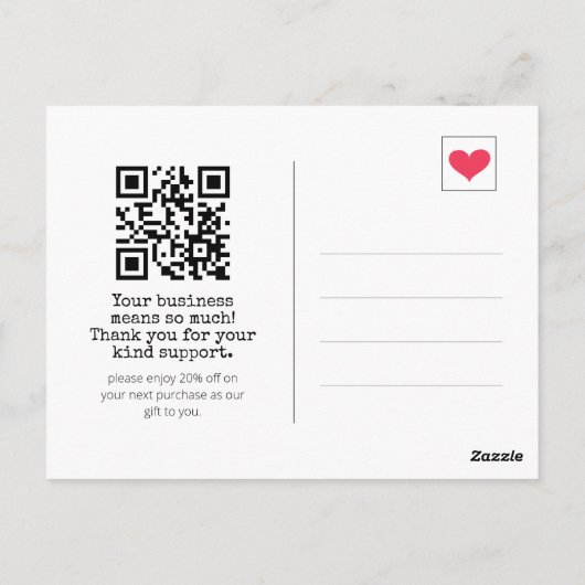 Elegante perzik met hart bedrijf Dank u Briefkaart (Achterkant)