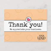 Elegante perzik met hart bedrijf Dank u Briefkaart (Voorkant)