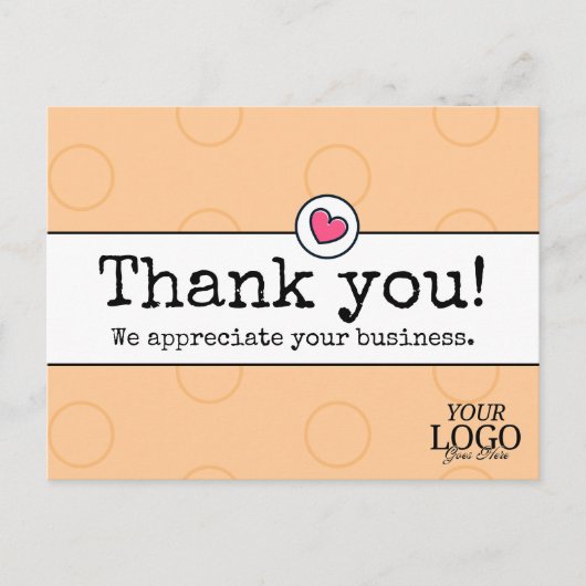 Elegante perzik met hart bedrijf Dank u Briefkaart (Voorkant)