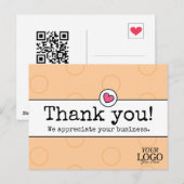 Elegante Perzik Met Hart Zakelijk Bedankt Briefkaart (Voorkant / Achterkant)