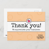 Elegante Perzik Met Hart Zakelijke Dankjewel Briefkaart (Voorkant / Achterkant)