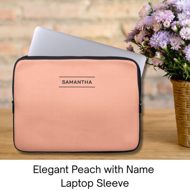 Elegante perzik met naam laptophoes laptop sleeve (Creator heeft geüpload)