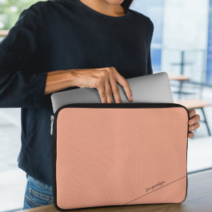Elegante perzik met naam laptophoes laptop sleeve