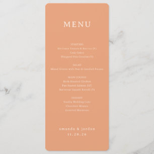 Elegante Perzik Minimalistisch Menu