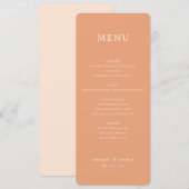 Elegante Perzik Minimalistisch Menu (Voorkant / Achterkant)