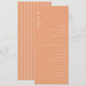 Elegante Perzik Minimalistisch Trouwmenu Menu (Voorkant / Achterkant)