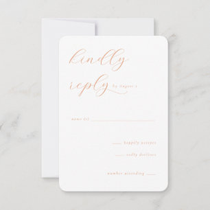 Elegante Perzik Minimalistische Calligrafie RSVP Kaartje
