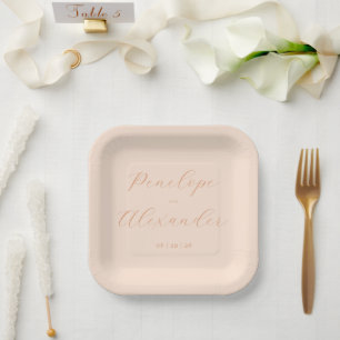 Elegante Perzik Minimalistische Namen Papieren Bordje