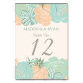 Elegante Perzik Mint Bloemen Aangepaste Bruiloft Kaart (Achterkant)