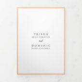 Elegante perzik monogram moderne bruiloft drieluik uitnodiging (Cover)