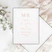 Elegante Perzik Monogram Moderne Trouwdag Kaart