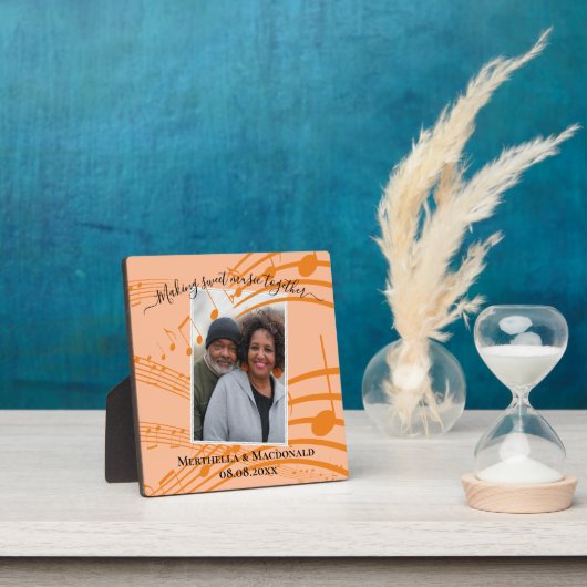 Elegante perzik muzieknoten koppel Valentijnsfoto Fotoplaat (Insitu)