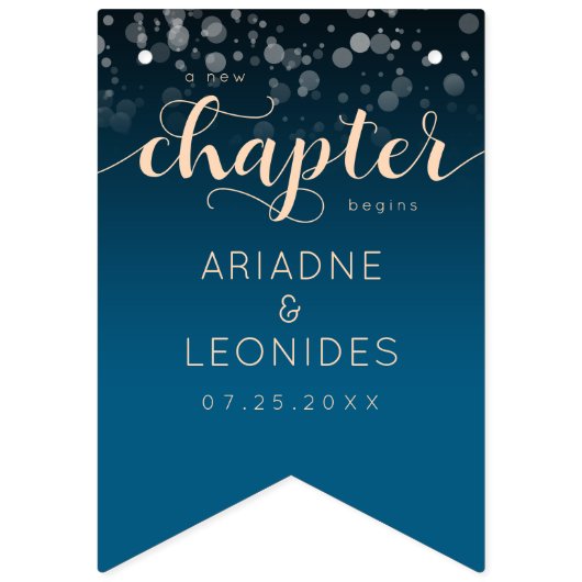 Elegante Perzik Oceanische Blauwe Trouw Een Nieuwe Vlaggetjes (Eerste vlag)