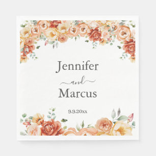 Elegante perzik, Oranje bloemige cocktail papier s Servet