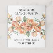 Elegante perzik pioen bloemen bloemenbruiloft plaatskaartje (Buitenkant ongevouwen)