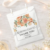 Elegante perzik pioen bloemen en typografie bruilo bedankzakje (Geknipt)