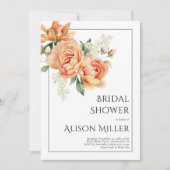 Elegante perzik pioen bloemen vrijgezellenfeest kaart (Voorkant)