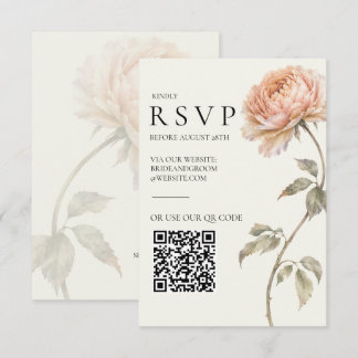 Elegante Perzik Pioen Modern Editoriaal Huwelijk RSVP Kaartje