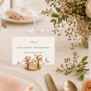 Elegante Perzik Pioen Moderne Trouwmaaltijd Keuze Kaart