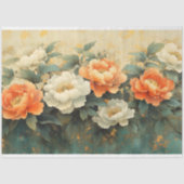 Elegante perzik pioenen Floral Art Decoupage Tissuepapier (Voorkant)