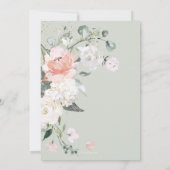 Elegante perzik pioenrozen roomroze bruidsdouche kaart (Achterkant)