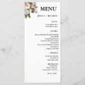 Elegante Perzik Roze Boho Waterverf Winterbruiloft Menu (Voorkant)