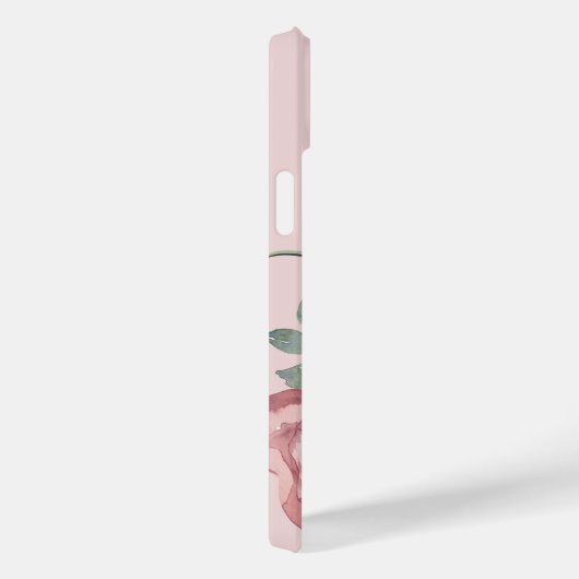 Elegante Perzik Roze Botanische Rozen Monogram Naa Case-Mate iPhone Case (Achterkant / Rechts)