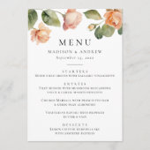 Elegante Perzik Roze Bruiloft Menu (Voorkant)