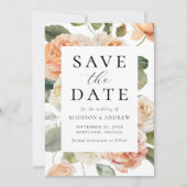 Elegante Perzik Roze Bruiloft Save The Date (Voorkant)