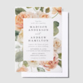 Elegante Perzik Roze Bruiloft Vellum Uitnodigingen (Offset)