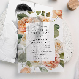 Elegante Perzik Roze Bruiloft Vellum Uitnodigingen