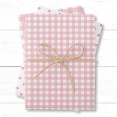 Elegante Perzik Roze Gingham Check Polka Dots Inpakpapier Vel