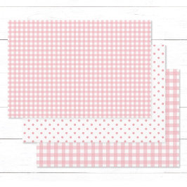 Elegante Perzik Roze Gingham Check Polka Dots Inpakpapier Vel