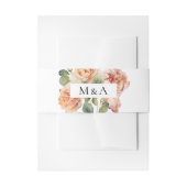 Elegante Perzik Roze Monogram Trouwdag Uitnodigingen Wikkel (Voorkant Voorbeeld)