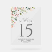 Elegante Perzik Roze Waterverf Bloemenontvangst Acryl Bord (Voorkant)