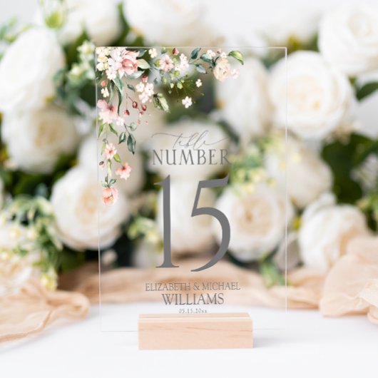 Elegante Perzik Roze Waterverf Bloemenontvangst Acryl Bord