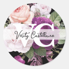 Elegante Perzik Rozen Bloemen Eenvoudig Persoonli Ronde Sticker