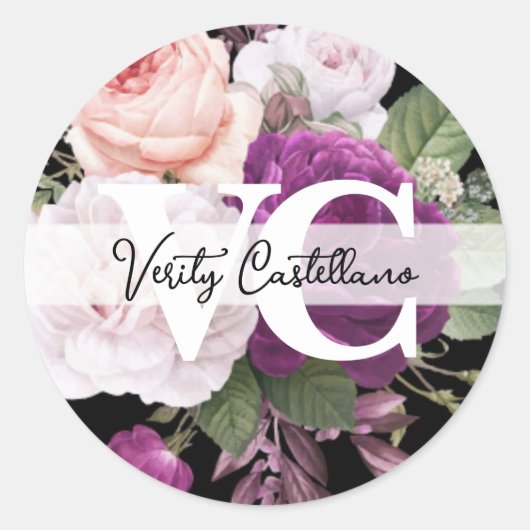 Elegante  Perzik Rozen Bloemen Eenvoudig Persoonli Ronde Sticker (Voorkant)