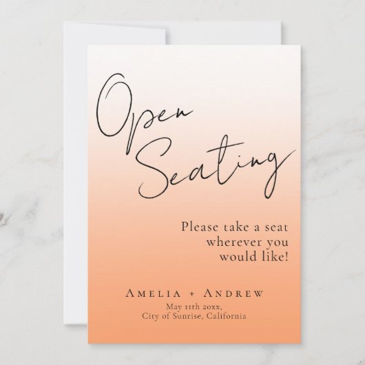 Elegante Perzik Sinaasappel Fuzz Bruiloft Open Zit (Voorkant)