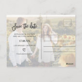 Elegante perzik sinaasappel script 2 foto's slaan  briefkaart (Achterkant)