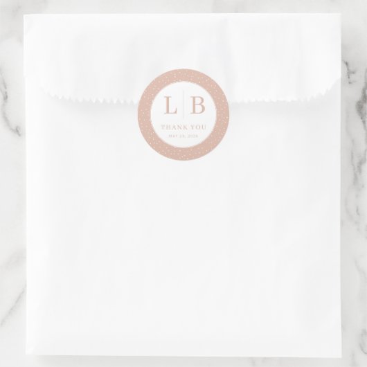 Elegante Perzik Stippen Ronde Sticker (Tas)